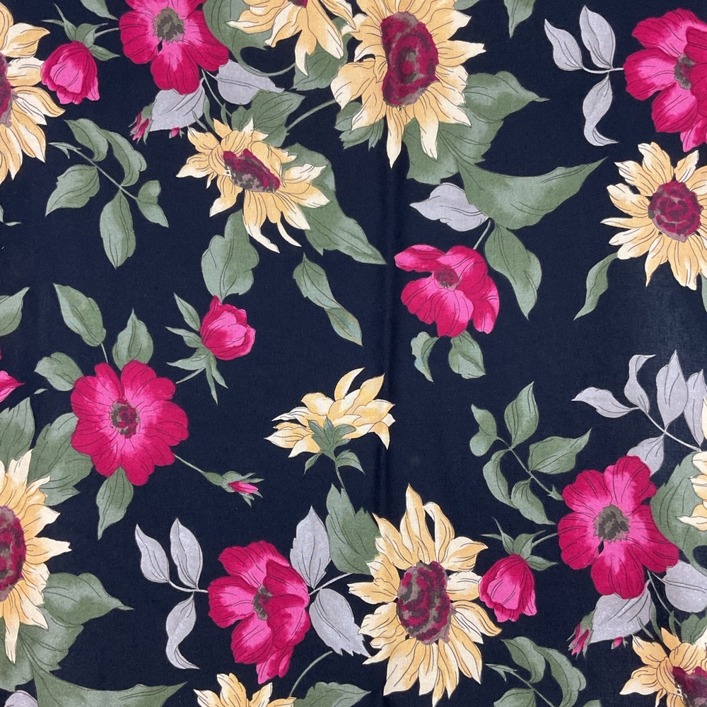 Vintage Mega Textile Corp floral rayon? fabric 34.5” x 60”